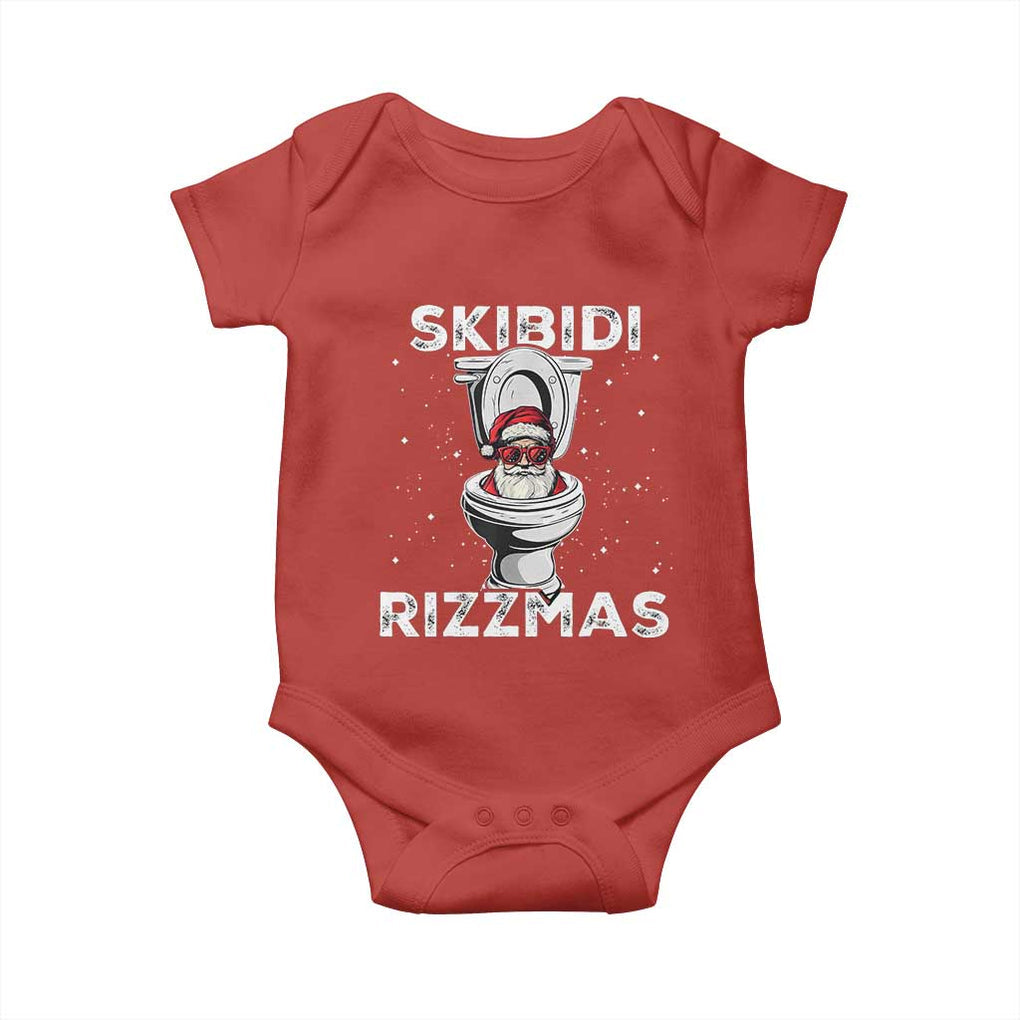 Funny Santa Rizz Christmas Baby Onesie Skibiti Toilet Rizzmas TS02 Red Print Your Wear