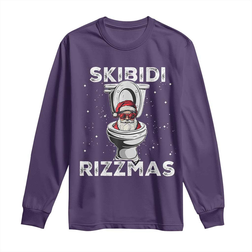 Funny Santa Rizz Christmas Long Sleeve Shirt Skibiti Toilet Rizzmas TS02 Purple Print Your Wear