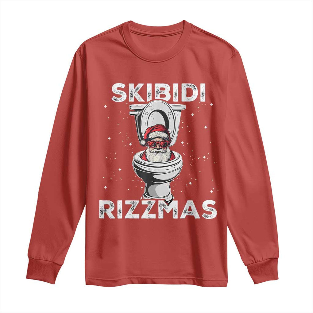 Funny Santa Rizz Christmas Long Sleeve Shirt Skibiti Toilet Rizzmas TS02 Red Print Your Wear