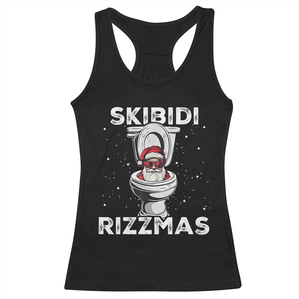Funny Santa Rizz Christmas Racerback Tank Top Skibiti Toilet Rizzmas TS02 Black Print Your Wear