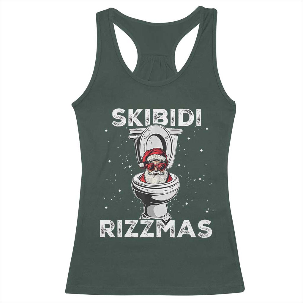 Funny Santa Rizz Christmas Racerback Tank Top Skibiti Toilet Rizzmas TS02 Dark Forest Green Print Your Wear