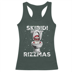 Funny Santa Rizz Christmas Racerback Tank Top Skibiti Toilet Rizzmas TS02 Dark Forest Green Print Your Wear