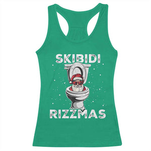 Funny Santa Rizz Christmas Racerback Tank Top Skibiti Toilet Rizzmas TS02 Irish Green Print Your Wear