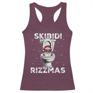 Funny Santa Rizz Christmas Racerback Tank Top Skibiti Toilet Rizzmas TS02 Maroon Print Your Wear