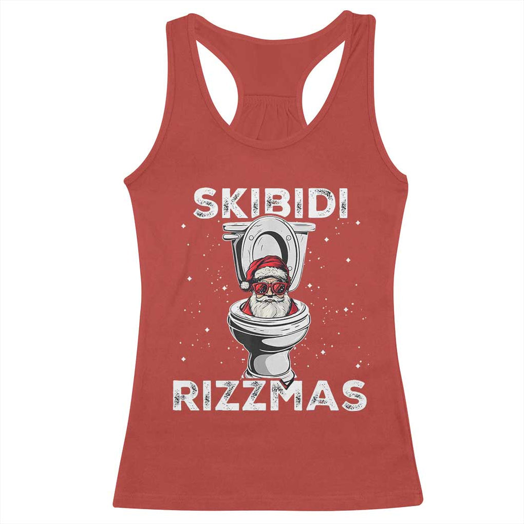 Funny Santa Rizz Christmas Racerback Tank Top Skibiti Toilet Rizzmas TS02 Red Print Your Wear