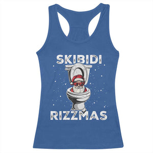 Funny Santa Rizz Christmas Racerback Tank Top Skibiti Toilet Rizzmas TS02 Royal Blue Print Your Wear