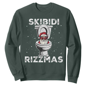 Funny Santa Rizz Christmas Sweatshirt Skibiti Toilet Rizzmas TS02 Dark Forest Green Print Your Wear