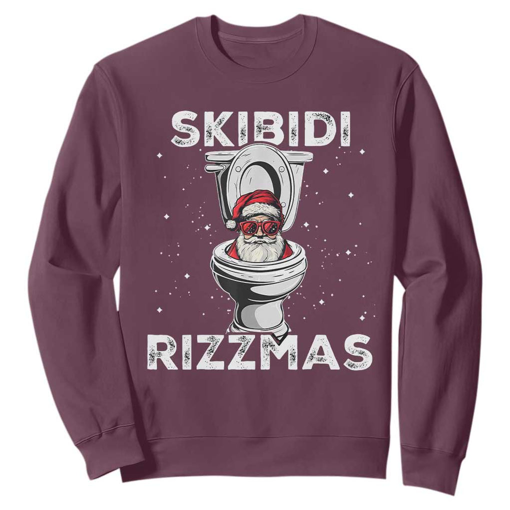 Funny Santa Rizz Christmas Sweatshirt Skibiti Toilet Rizzmas TS02 Maroon Print Your Wear