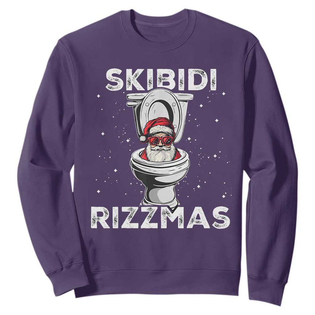 Funny Santa Rizz Christmas Sweatshirt Skibiti Toilet Rizzmas TS02 Purple Print Your Wear