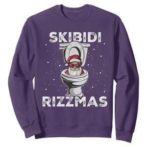 Funny Santa Rizz Christmas Sweatshirt Skibiti Toilet Rizzmas TS02 Purple Print Your Wear