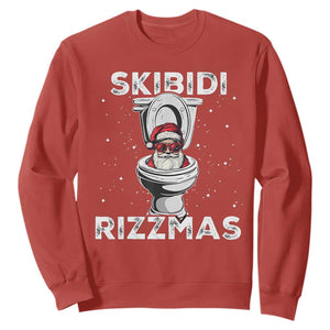 Funny Santa Rizz Christmas Sweatshirt Skibiti Toilet Rizzmas TS02 Red Print Your Wear