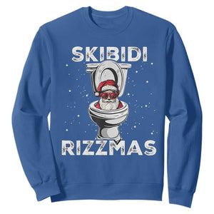 Funny Santa Rizz Christmas Sweatshirt Skibiti Toilet Rizzmas TS02 Royal Blue Print Your Wear