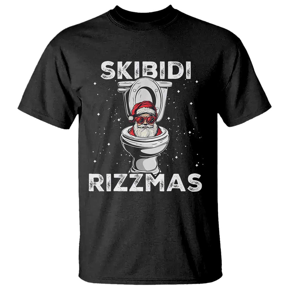 Funny Santa Rizz Christmas T Shirt Skibiti Toilet Rizzmas TS02 Black Print Your Wear