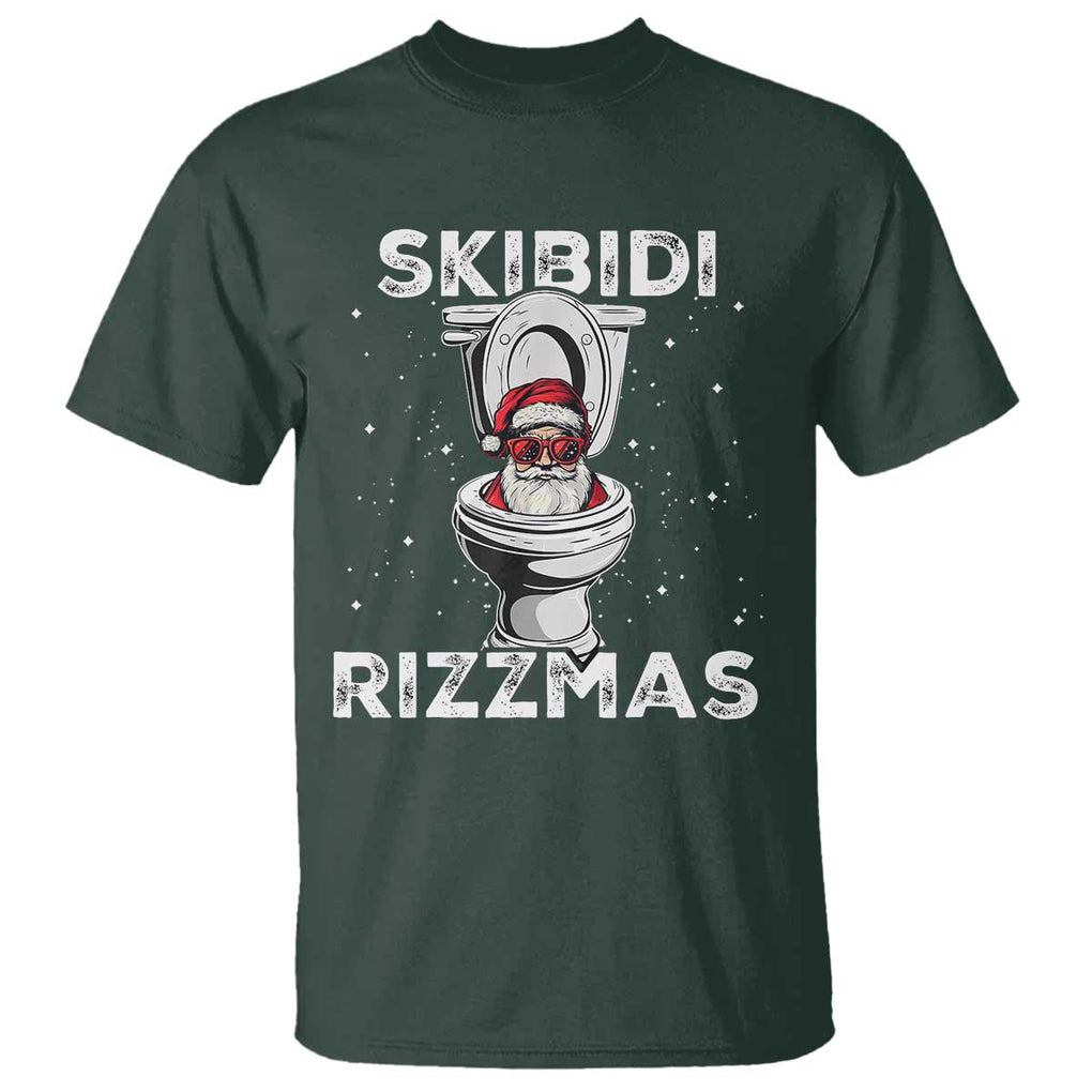Funny Santa Rizz Christmas T Shirt Skibiti Toilet Rizzmas TS02 Dark Forest Green Print Your Wear