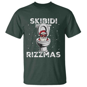 Funny Santa Rizz Christmas T Shirt Skibiti Toilet Rizzmas TS02 Dark Forest Green Print Your Wear