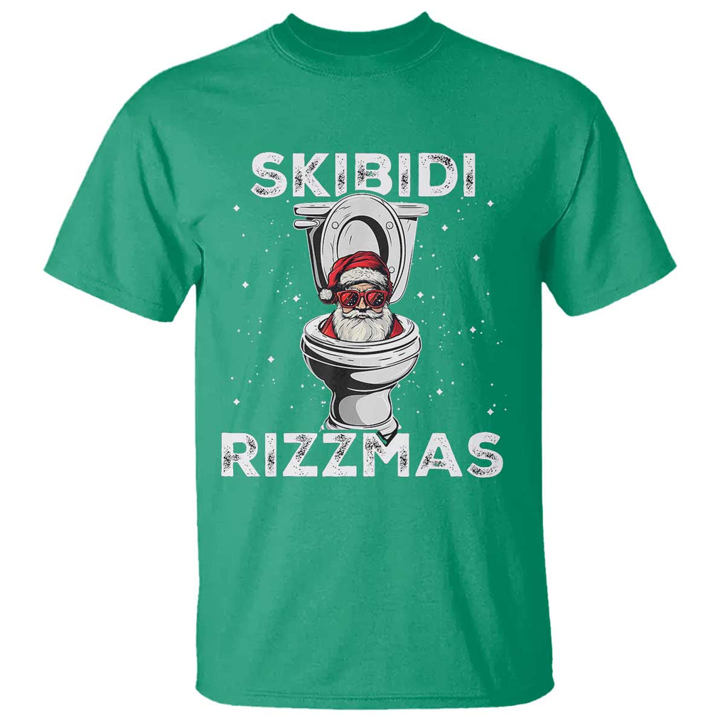 Funny Santa Rizz Christmas T Shirt Skibiti Toilet Rizzmas TS02 Irish Green Print Your Wear