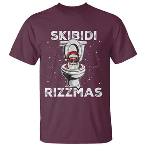 Funny Santa Rizz Christmas T Shirt Skibiti Toilet Rizzmas TS02 Maroon Print Your Wear