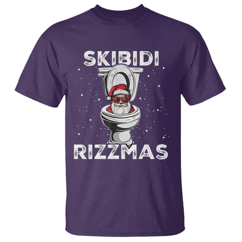 Funny Santa Rizz Christmas T Shirt Skibiti Toilet Rizzmas TS02 Purple Print Your Wear
