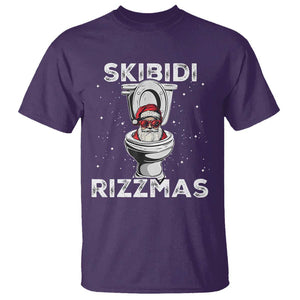 Funny Santa Rizz Christmas T Shirt Skibiti Toilet Rizzmas TS02 Purple Print Your Wear