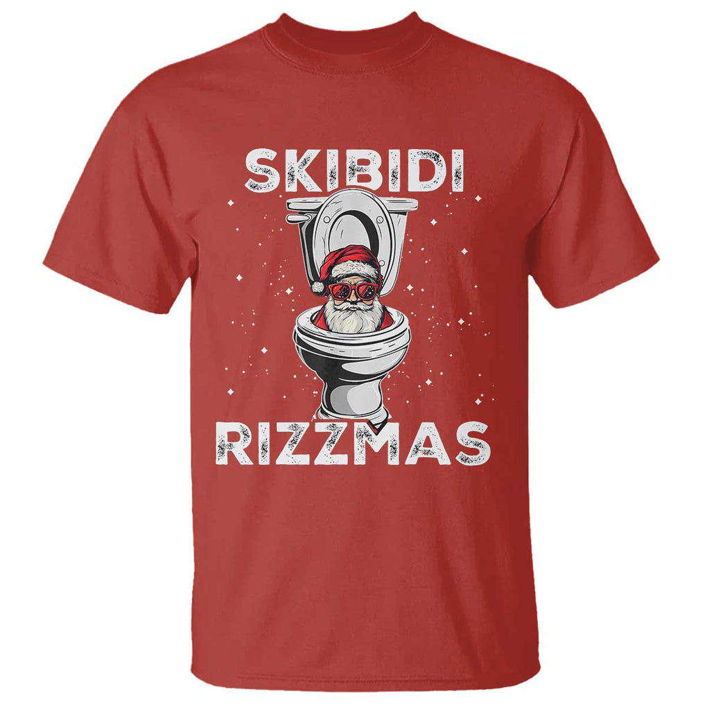 Funny Santa Rizz Christmas T Shirt Skibiti Toilet Rizzmas TS02 Red Print Your Wear