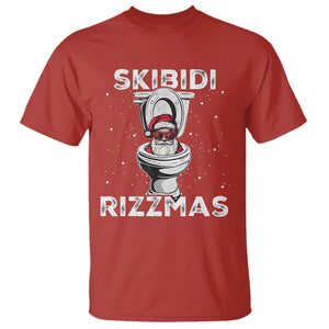 Funny Santa Rizz Christmas T Shirt Skibiti Toilet Rizzmas TS02 Red Print Your Wear