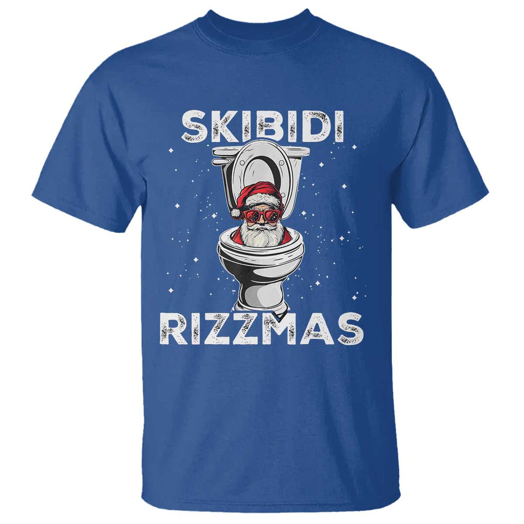 Funny Santa Rizz Christmas T Shirt Skibiti Toilet Rizzmas TS02 Royal Blue Print Your Wear