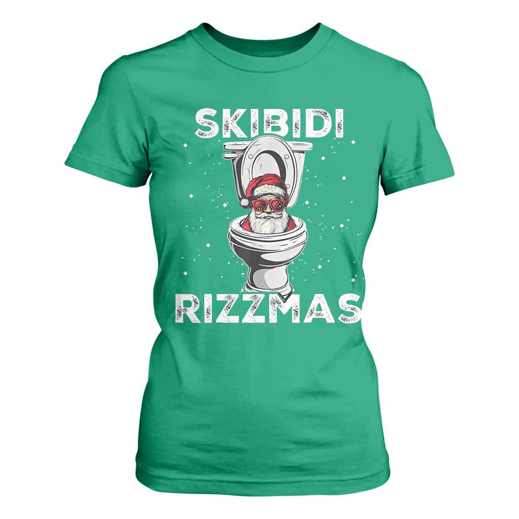 Funny Santa Rizz Christmas T Shirt For Women Skibiti Toilet Rizzmas TS02 Irish Green Print Your Wear