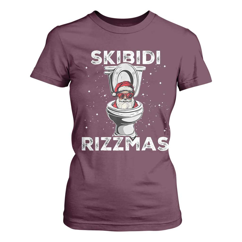Funny Santa Rizz Christmas T Shirt For Women Skibiti Toilet Rizzmas TS02 Maroon Print Your Wear