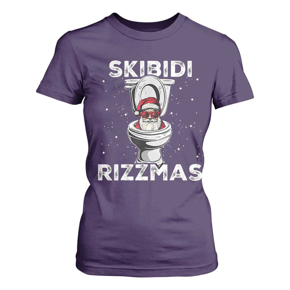 Funny Santa Rizz Christmas T Shirt For Women Skibiti Toilet Rizzmas TS02 Purple Print Your Wear