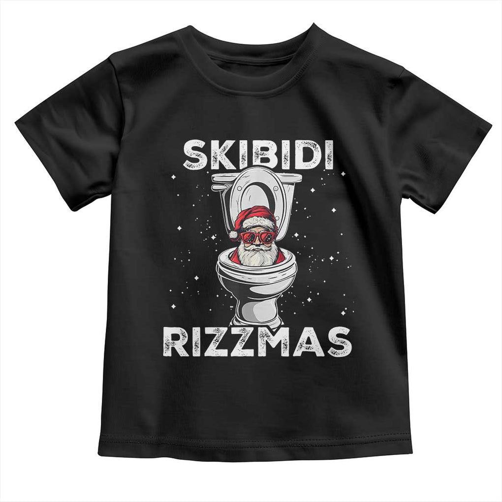 Funny Santa Rizz Christmas Toddler T Shirt Skibiti Toilet Rizzmas TS02 Black Print Your Wear