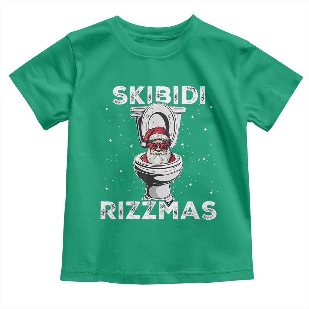 Funny Santa Rizz Christmas Toddler T Shirt Skibiti Toilet Rizzmas TS02 Irish Green Print Your Wear