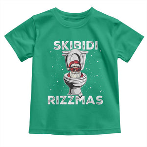 Funny Santa Rizz Christmas Toddler T Shirt Skibiti Toilet Rizzmas TS02 Irish Green Print Your Wear