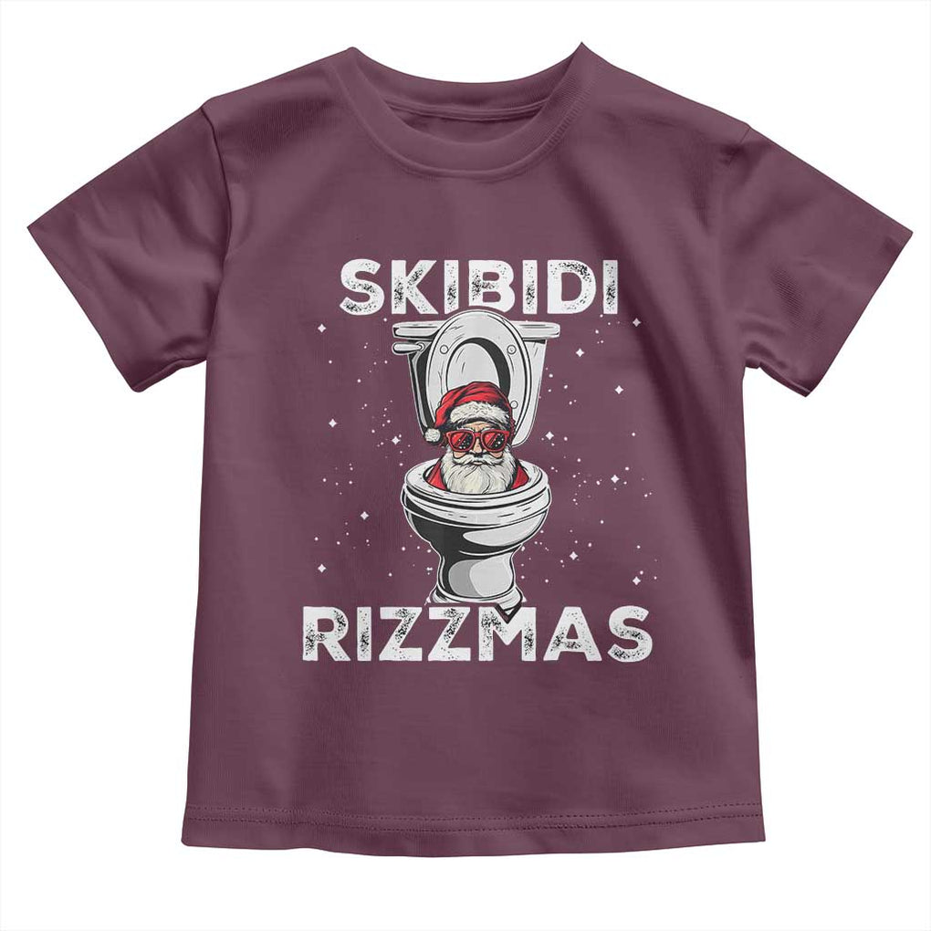 Funny Santa Rizz Christmas Toddler T Shirt Skibiti Toilet Rizzmas TS02 Maroon Print Your Wear