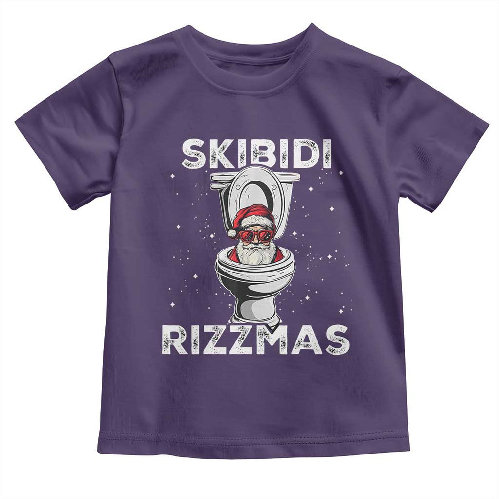 Funny Santa Rizz Christmas Toddler T Shirt Skibiti Toilet Rizzmas TS02 Purple Print Your Wear