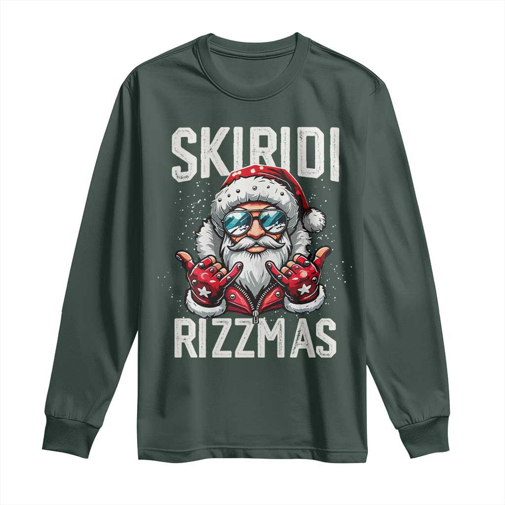 Christmas Bruh Long Sleeve Shirt Green Xmas Santa Hat Festive Vibe TS02 Dark Forest Green Print Your Wear