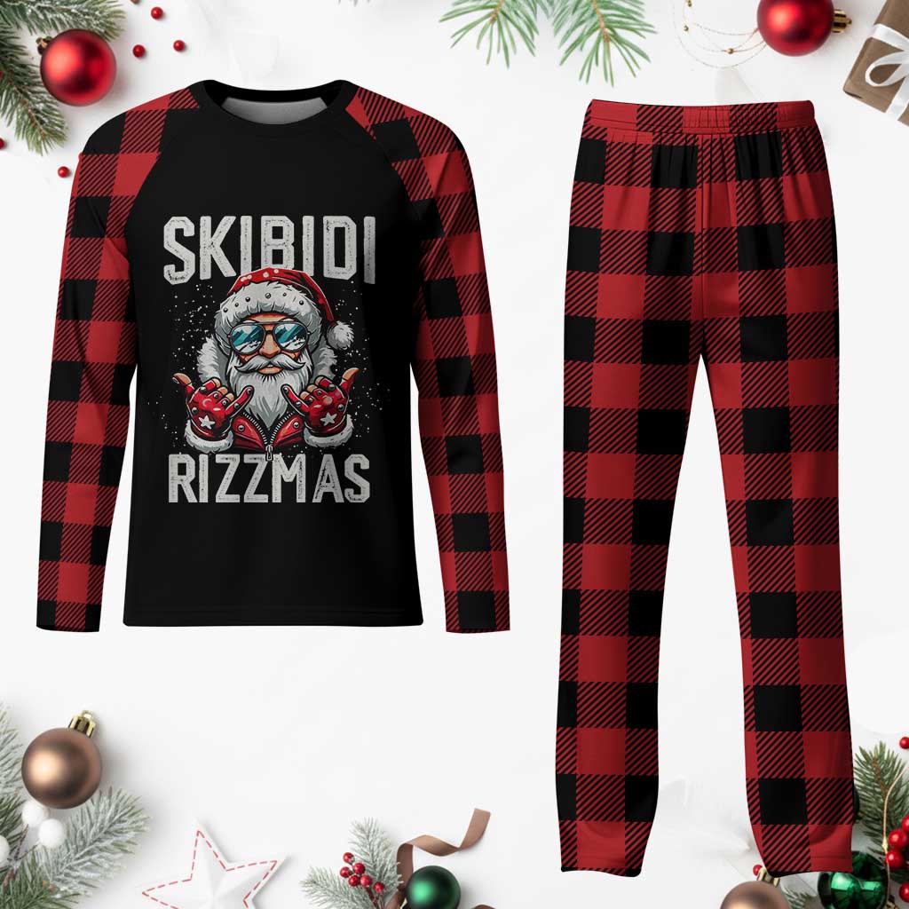 Funny Santa Rizz Christmas Plaid Pajama Set Skibidi Rizzmas Gen Alpha Slang Cool Santa TS02 Buffalo Plaid Print Your Wear