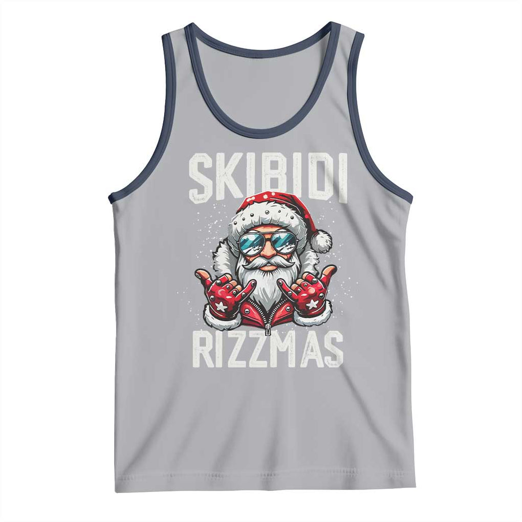 Funny Santa Rizz Christmas Tank Top Skibidi Rizzmas Gen Alpha Slang Cool Santa TS02 Athletic Heather Navy Print Your Wear