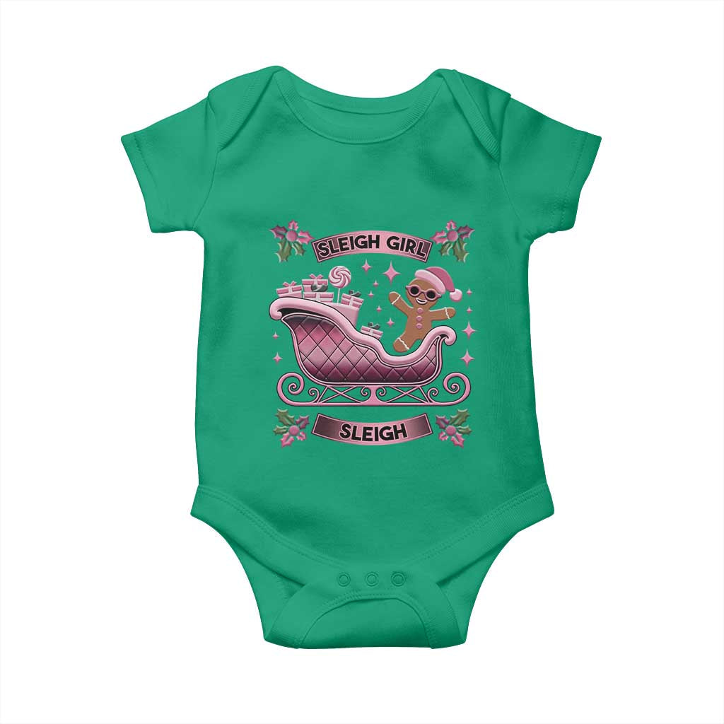 Groovy Pink Christmas Gingerbrad Baby Onesie Sleigh Girl Sleigh Festive Xmas Holiday Girls TS02 Irish Green Print Your Wear