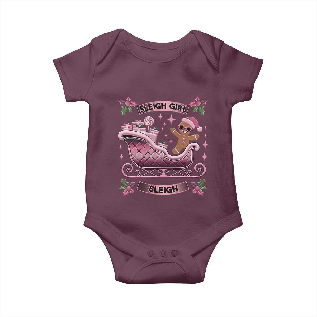 Groovy Pink Christmas Gingerbrad Baby Onesie Sleigh Girl Sleigh Festive Xmas Holiday Girls TS02 Maroon Print Your Wear