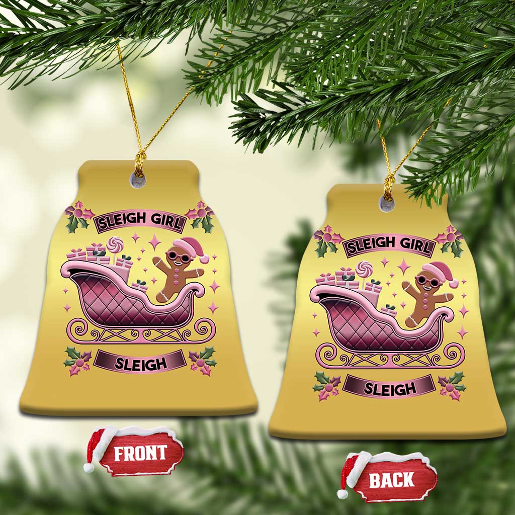 Groovy Pink Xmas Gingerbrad Christmas Ornament Sleigh Girl Sleigh Festive Xmas Holiday Girls TS02 Bell Flake Gold Print Your Wear