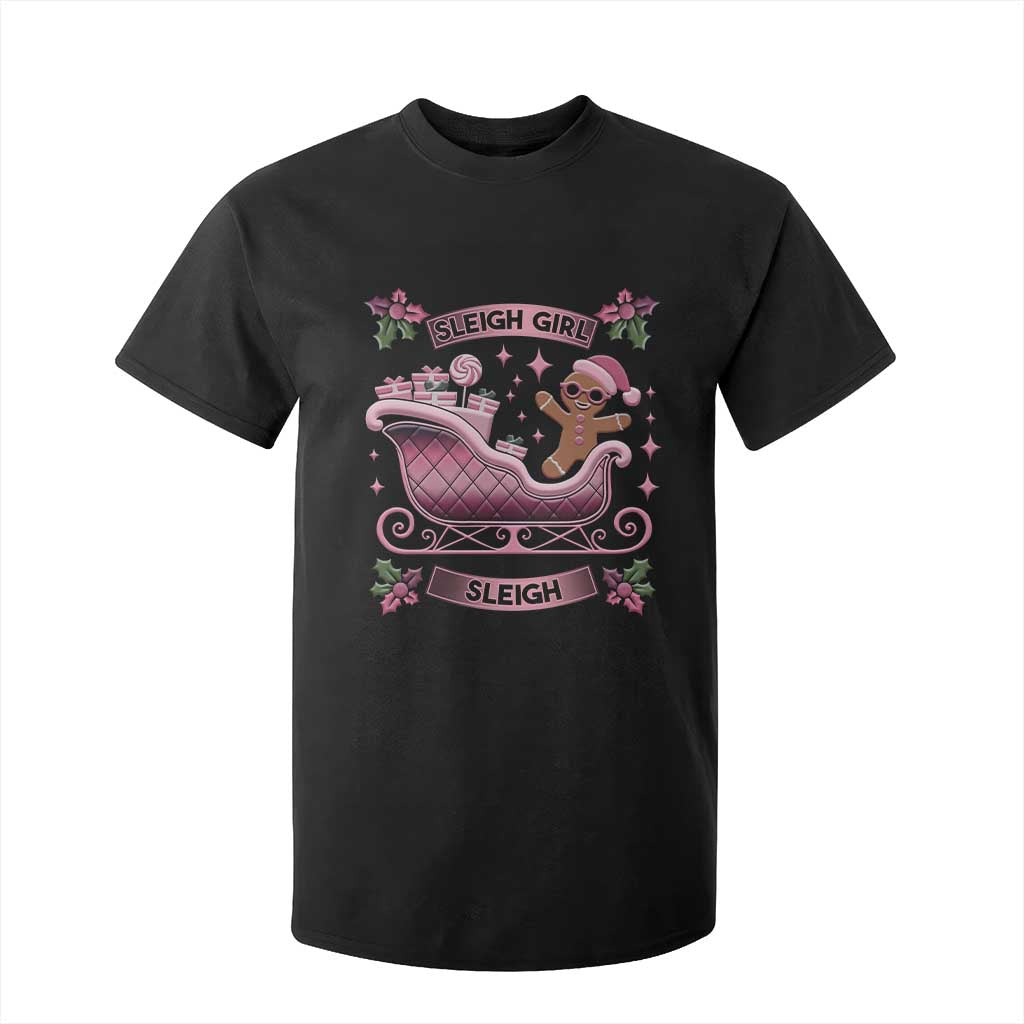 Groovy Pink Christmas Gingerbrad T Shirt For Kid Sleigh Girl Sleigh Festive Xmas Holiday Girls TS02 Black Print Your Wear
