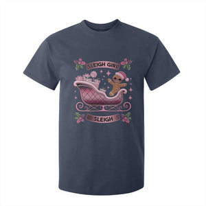 Groovy Pink Christmas Gingerbrad T Shirt For Kid Sleigh Girl Sleigh Festive Xmas Holiday Girls TS02 Navy Print Your Wear