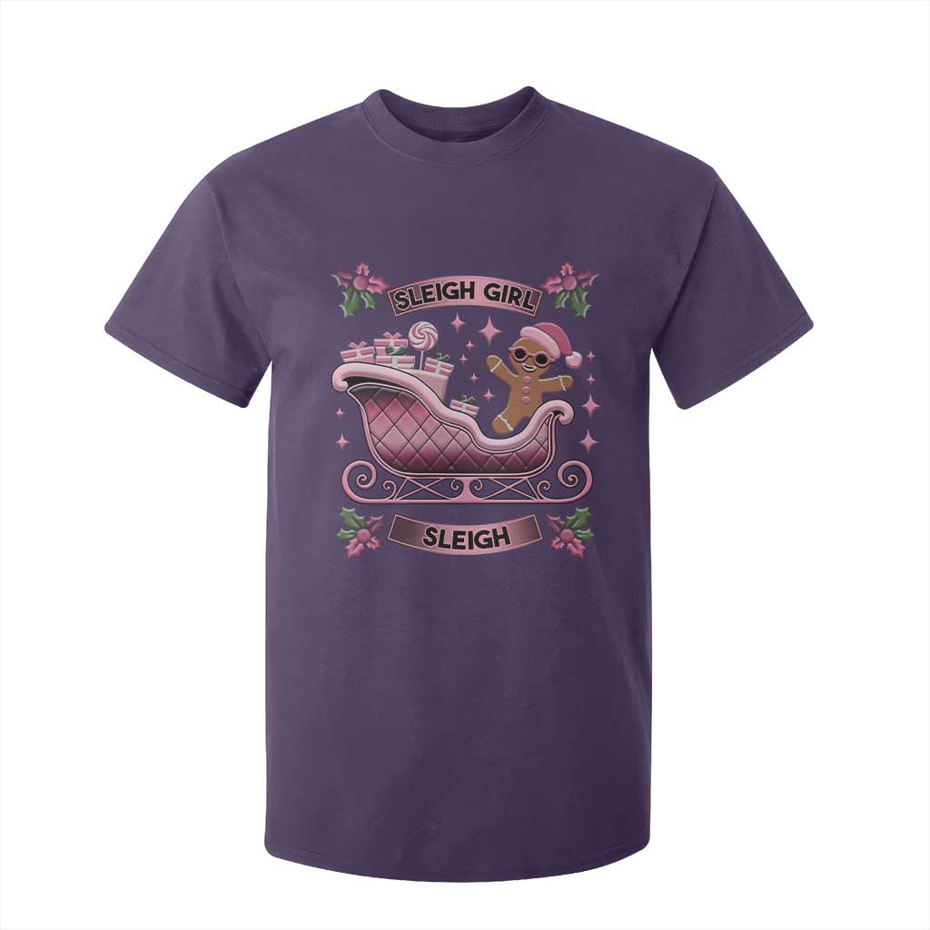 Groovy Pink Christmas Gingerbrad T Shirt For Kid Sleigh Girl Sleigh Festive Xmas Holiday Girls TS02 Purple Print Your Wear