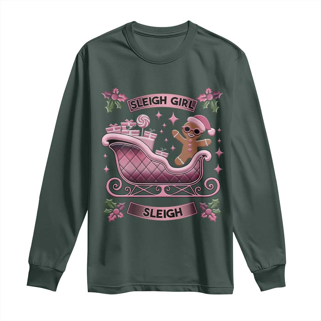 Groovy Pink Christmas Gingerbrad Long Sleeve Shirt Sleigh Girl Sleigh Festive Xmas Holiday Girls TS02 Dark Forest Green Print Your Wear