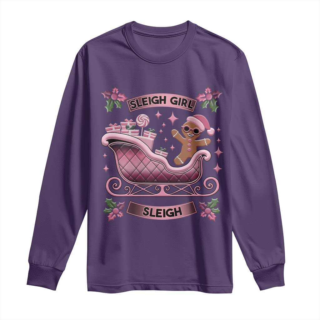 Groovy Pink Christmas Gingerbrad Long Sleeve Shirt Sleigh Girl Sleigh Festive Xmas Holiday Girls TS02 Purple Print Your Wear