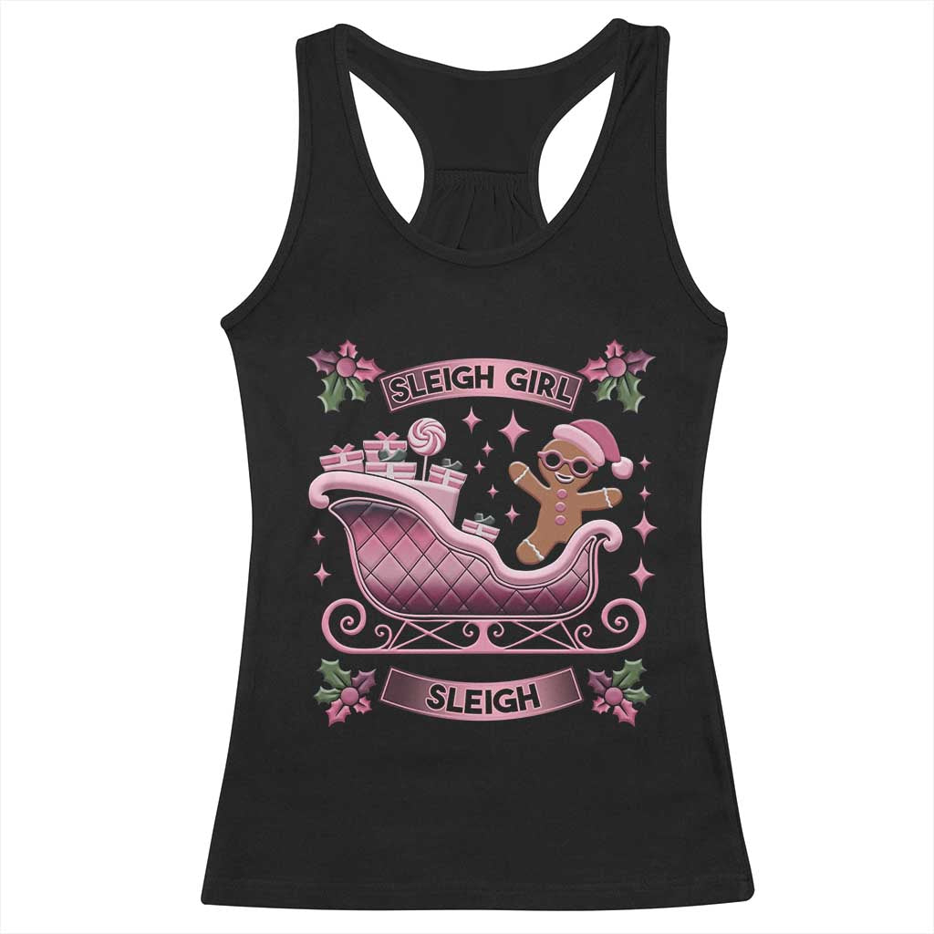 Groovy Pink Christmas Gingerbrad Racerback Tank Top Sleigh Girl Sleigh Festive Xmas Holiday Girls TS02 Black Print Your Wear