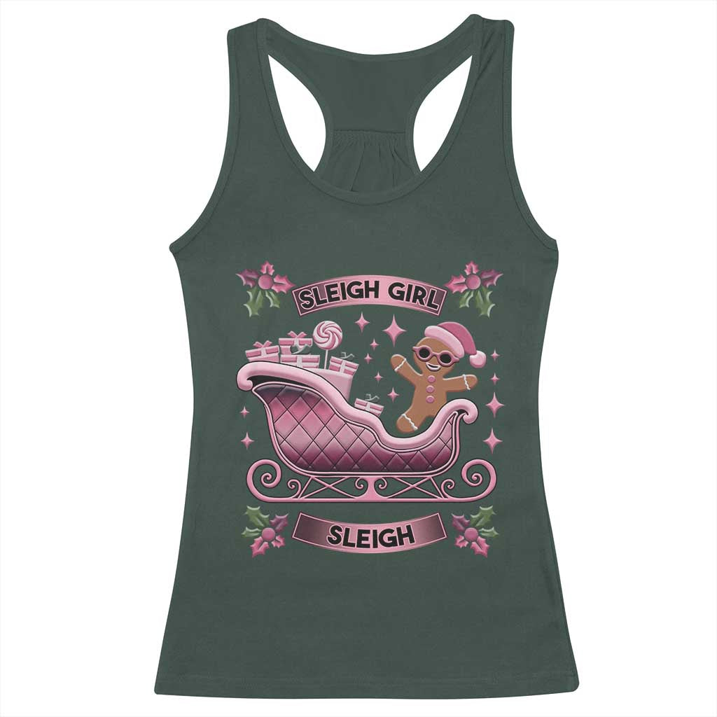 Groovy Pink Christmas Gingerbrad Racerback Tank Top Sleigh Girl Sleigh Festive Xmas Holiday Girls TS02 Dark Forest Green Print Your Wear