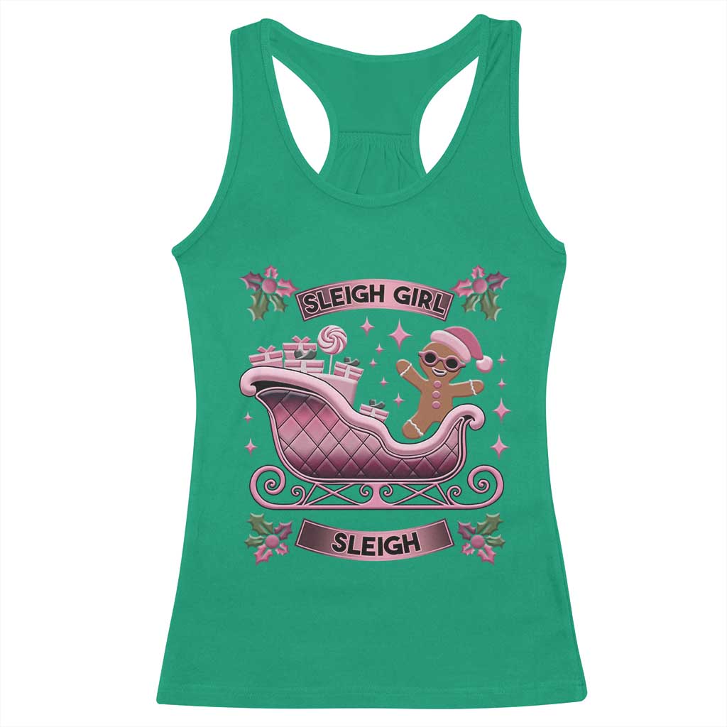 Groovy Pink Christmas Gingerbrad Racerback Tank Top Sleigh Girl Sleigh Festive Xmas Holiday Girls TS02 Irish Green Print Your Wear