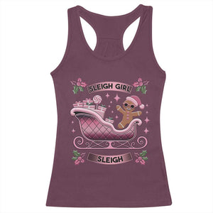 Groovy Pink Christmas Gingerbrad Racerback Tank Top Sleigh Girl Sleigh Festive Xmas Holiday Girls TS02 Maroon Print Your Wear