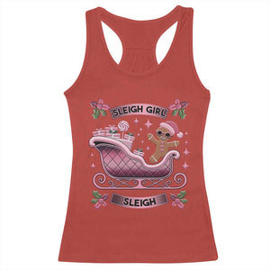 Groovy Pink Christmas Gingerbrad Racerback Tank Top Sleigh Girl Sleigh Festive Xmas Holiday Girls TS02 Red Print Your Wear